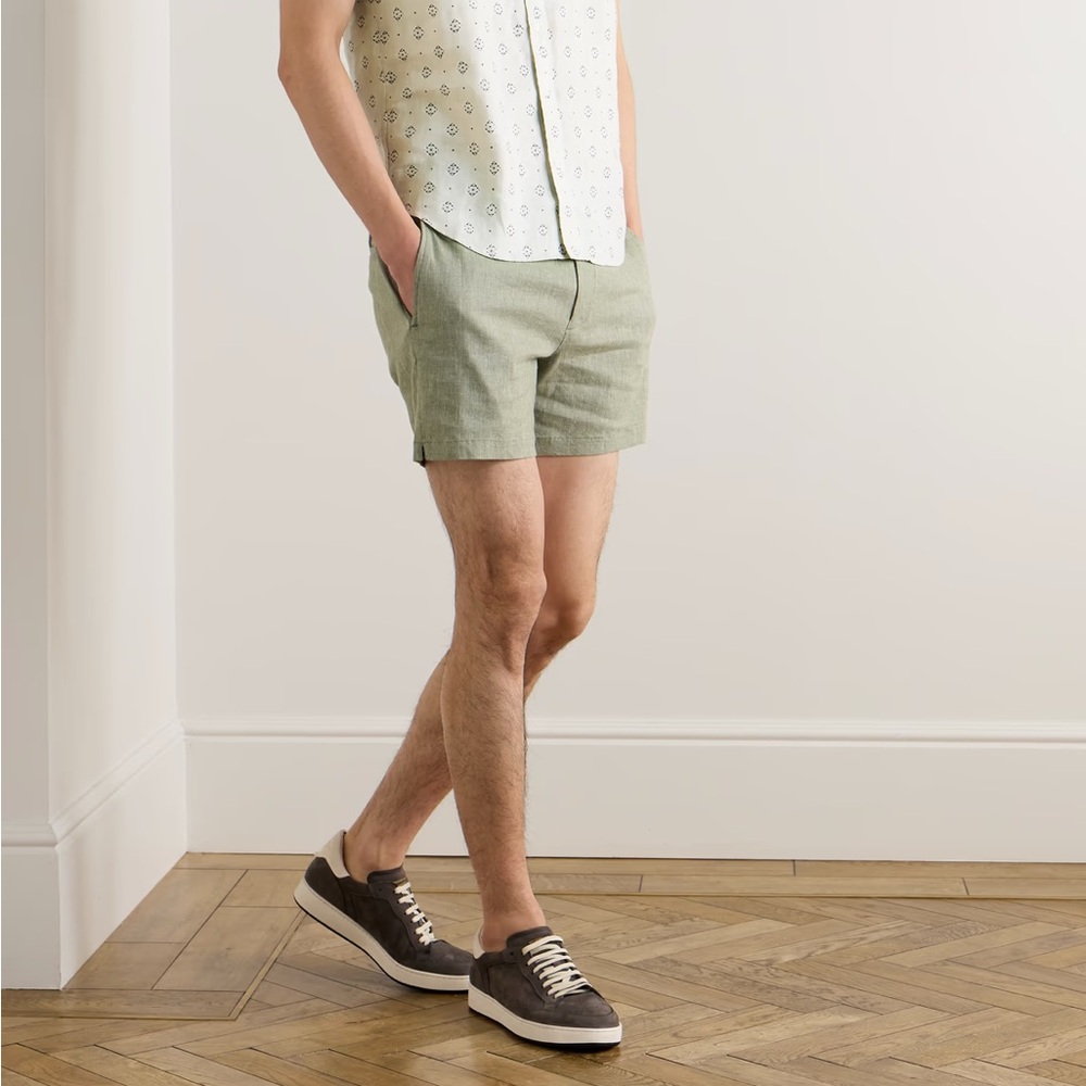 Men's Club Monaco Jax Light Green Linen Shorts